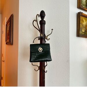 Green Crocodile Embossed Handbag